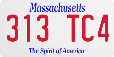 MA license plate 313TC4