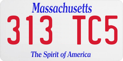 MA license plate 313TC5