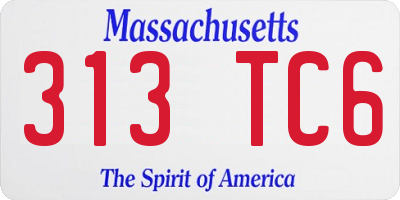 MA license plate 313TC6