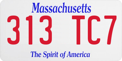 MA license plate 313TC7
