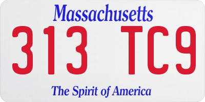 MA license plate 313TC9