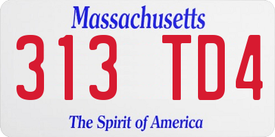 MA license plate 313TD4