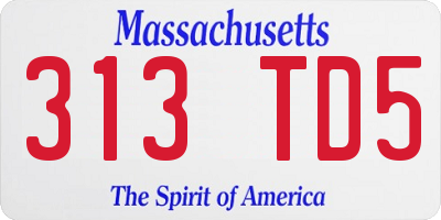 MA license plate 313TD5