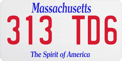 MA license plate 313TD6