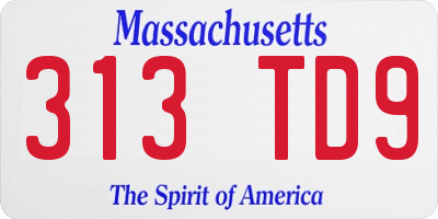 MA license plate 313TD9