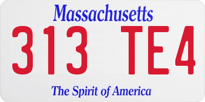 MA license plate 313TE4