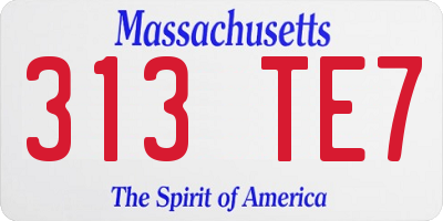 MA license plate 313TE7