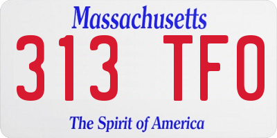MA license plate 313TF0