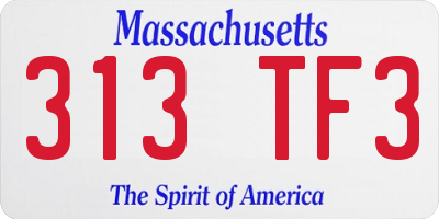 MA license plate 313TF3