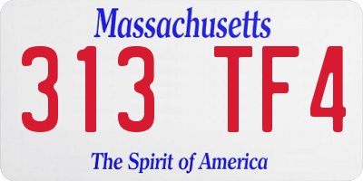 MA license plate 313TF4