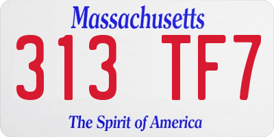 MA license plate 313TF7
