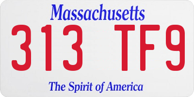 MA license plate 313TF9