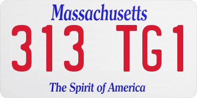 MA license plate 313TG1