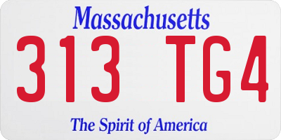 MA license plate 313TG4