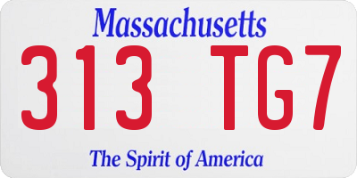 MA license plate 313TG7