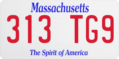 MA license plate 313TG9