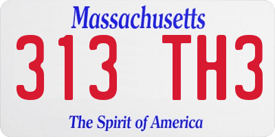 MA license plate 313TH3