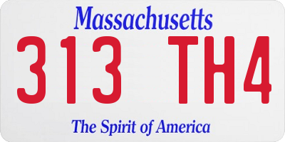 MA license plate 313TH4
