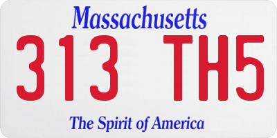 MA license plate 313TH5