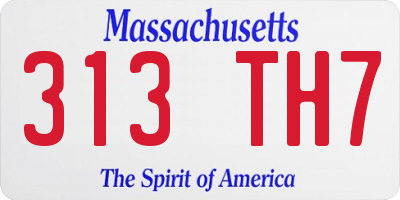 MA license plate 313TH7