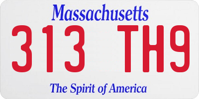 MA license plate 313TH9