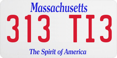 MA license plate 313TI3