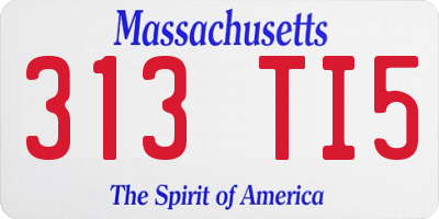 MA license plate 313TI5