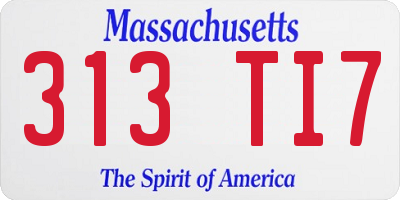 MA license plate 313TI7