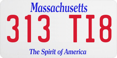 MA license plate 313TI8