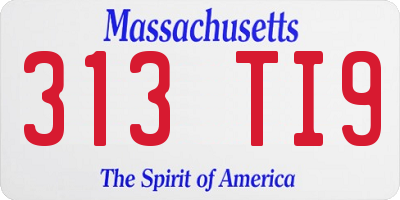 MA license plate 313TI9