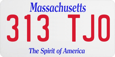 MA license plate 313TJ0
