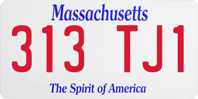 MA license plate 313TJ1