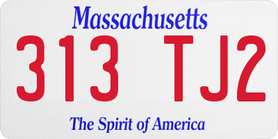 MA license plate 313TJ2