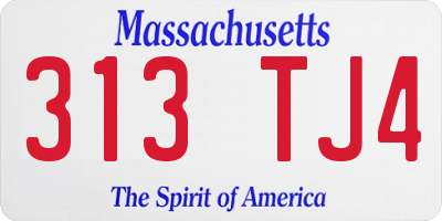 MA license plate 313TJ4