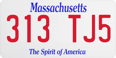 MA license plate 313TJ5