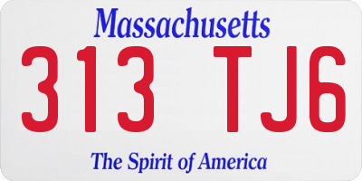 MA license plate 313TJ6