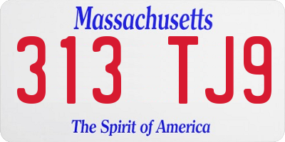 MA license plate 313TJ9