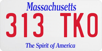 MA license plate 313TK0