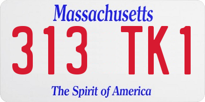 MA license plate 313TK1