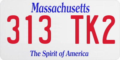 MA license plate 313TK2