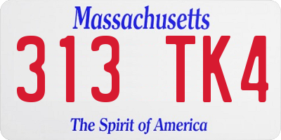 MA license plate 313TK4