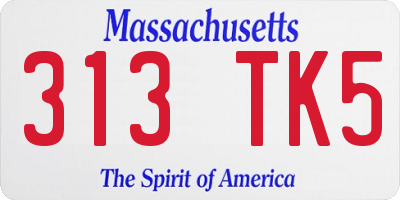 MA license plate 313TK5