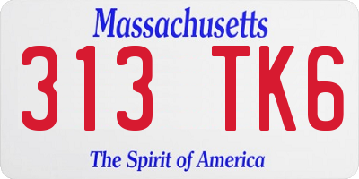 MA license plate 313TK6