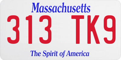 MA license plate 313TK9