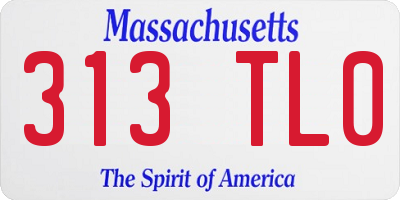 MA license plate 313TL0