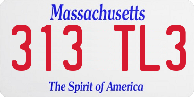 MA license plate 313TL3