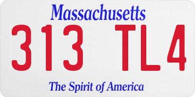 MA license plate 313TL4