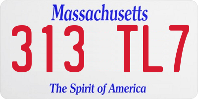 MA license plate 313TL7