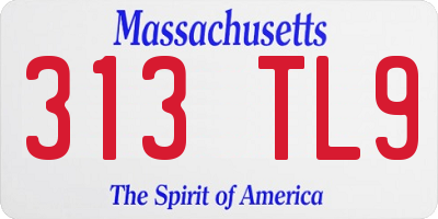 MA license plate 313TL9