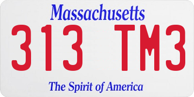 MA license plate 313TM3